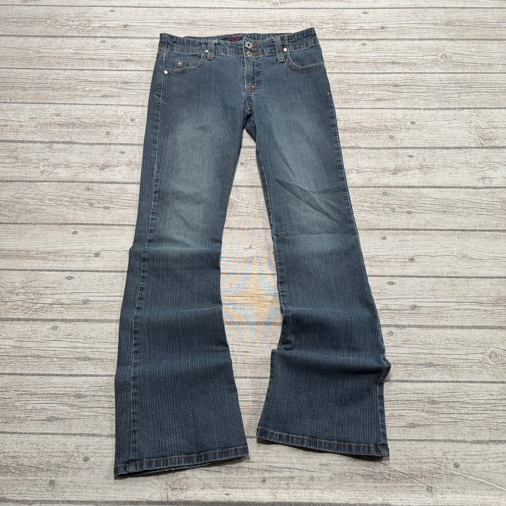 C'Est Toi Jeans Women's 10 Blue Flare Denim Low Rise Stretch Medium Wash USA Y2K